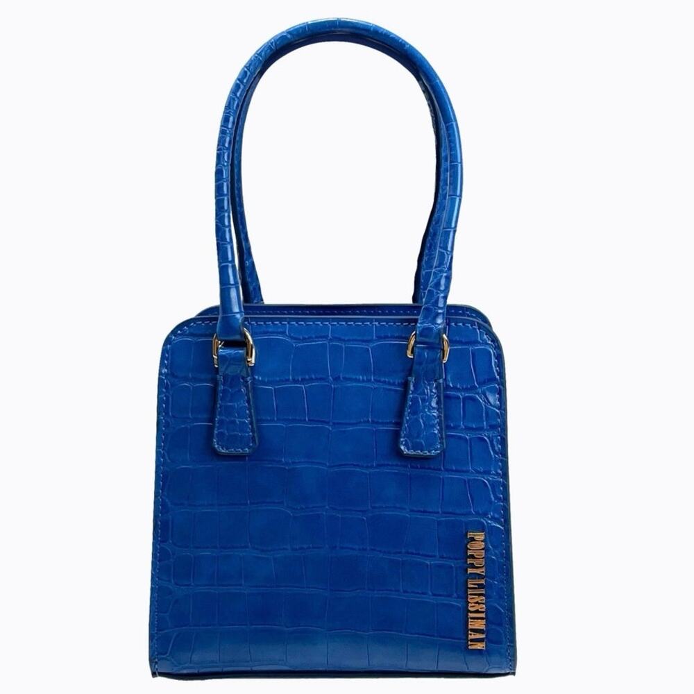 Poppy‎ Lissiman Crikey BB Mini Top-Handle Bag in Electric Blue Faux-Croc Leather - Picture 3 of 4